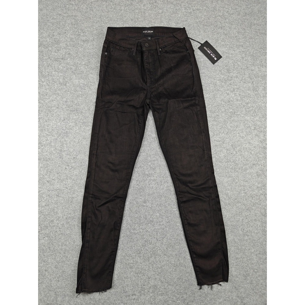 Black Orchid Skinny Jeans Womens 27 Black Dark Wash Stretch Raw Hem Denim 27x30